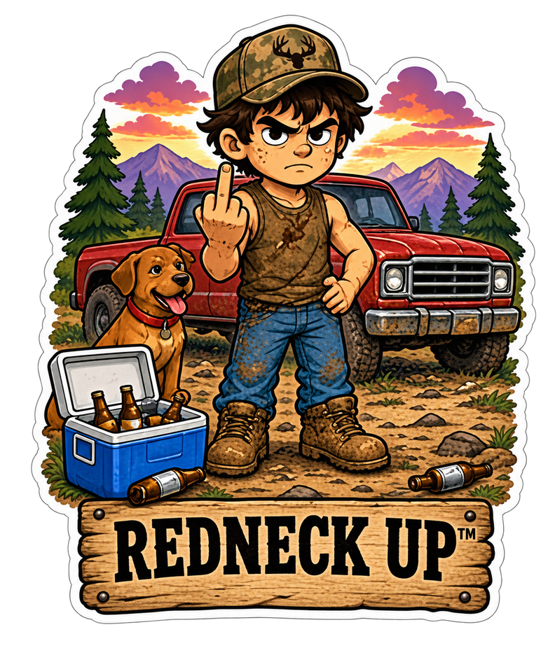 Redneck slang sticker with a funny country saying