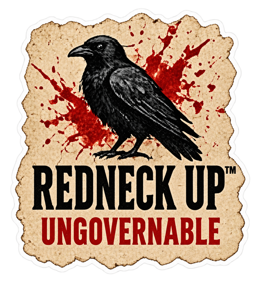 Black raven with Redneck Up Ungovernable lettering