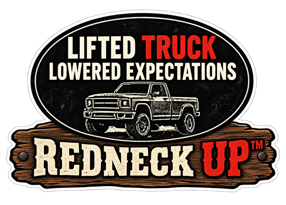 Lifted Truck Lowered Expectations black oval truck sticker